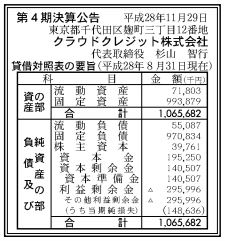 クラウドクレジット決算公告